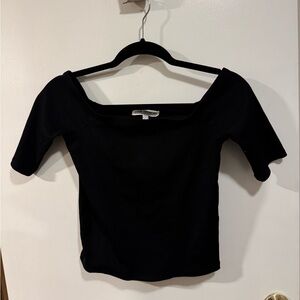 Good American Black Ribbed Off-the-Shoulder Junior’s Crop Top Size 3